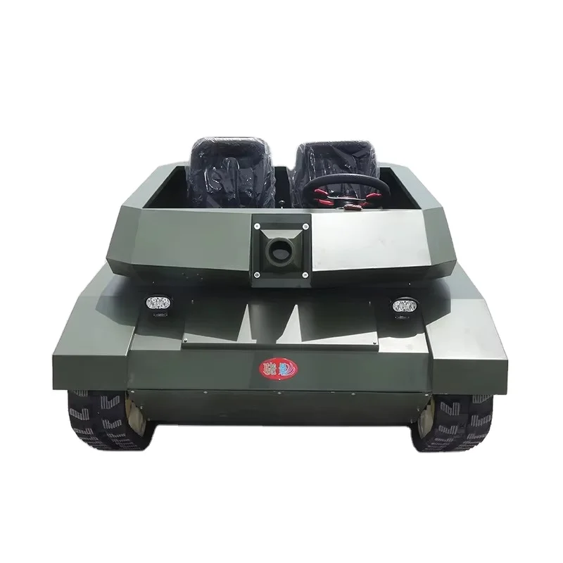 1500W Double Motor Electric Tank Bumper Cars Family Play Double Ride at Park Realistic Steel Model Fire Smoke Bomb Functionality