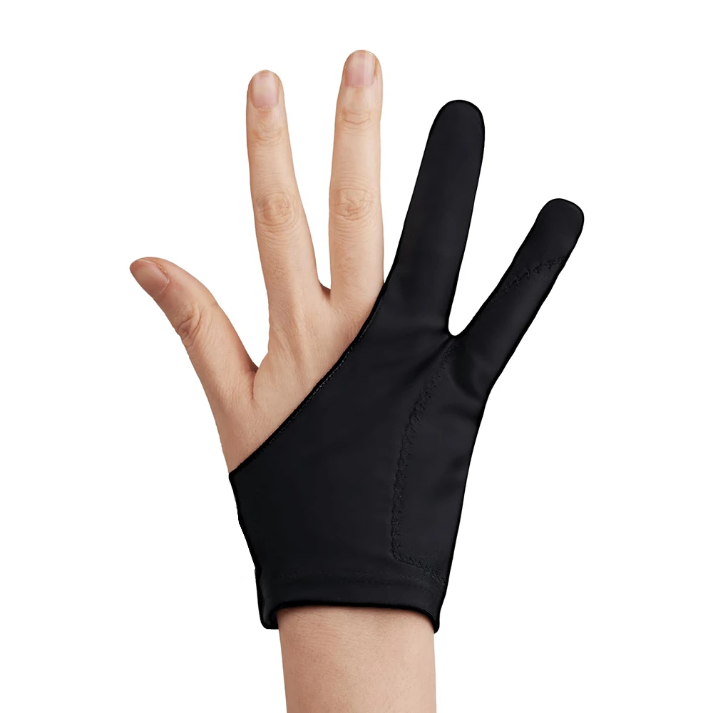 Panwenbo 3-Layer Two Fingers Smudge Guard Drawing Gloves For For Drawing Tablet Ipad, Palm Rejection Digital Art Glove