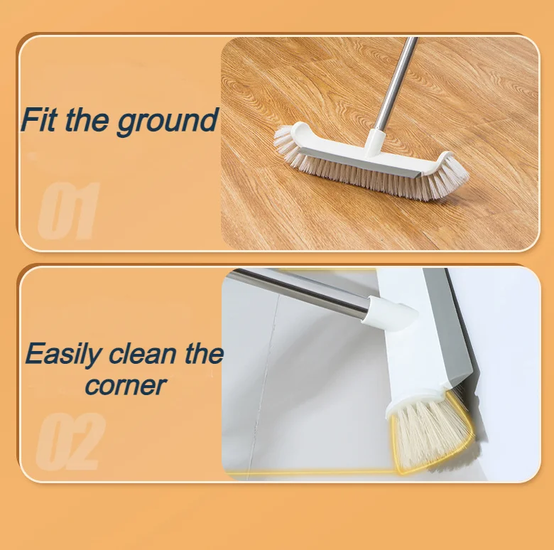 Floor Scrubbing Brush with Long Handle Stiff Bristle Adjustable Angle No Blind Spots Cleaning Floor Tile Bathroom Scrubber