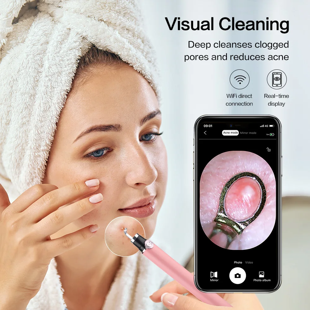 HD Camera Visual Acne Blackhead Remover Comedone Extractor WiFi Pimple Acne Remover Needle