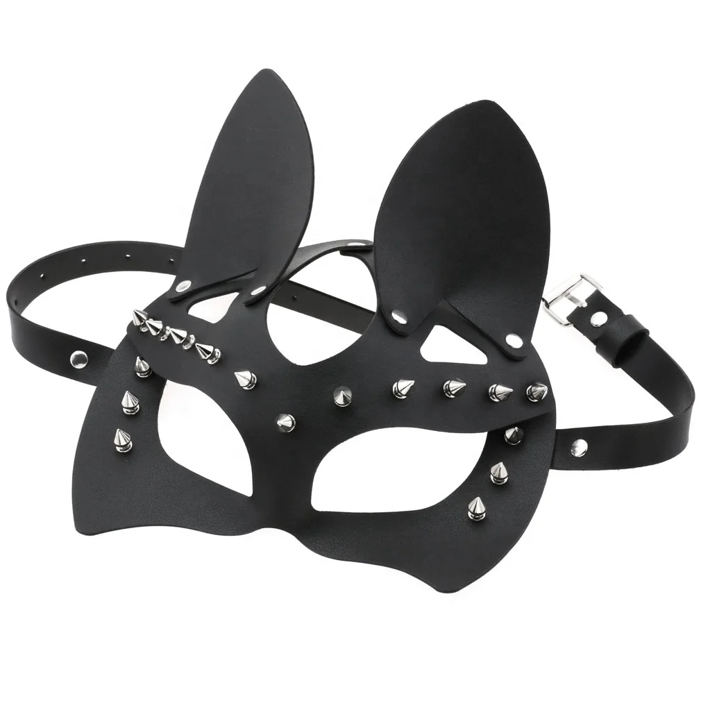 Role playing PU Leather Rivet Mask Couples Adult Games Bondage Sex Mask