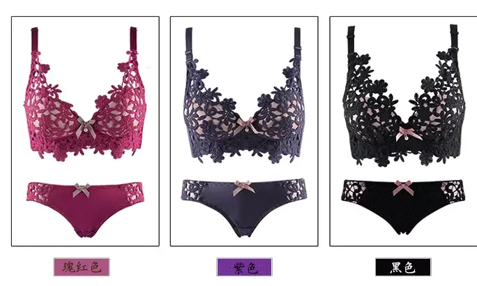 2022 Embroidery Flower Bra Set Women Wire Free Push Up Bra letter Set Underwear Women Young Girl Bra and Panties Set Lingerie