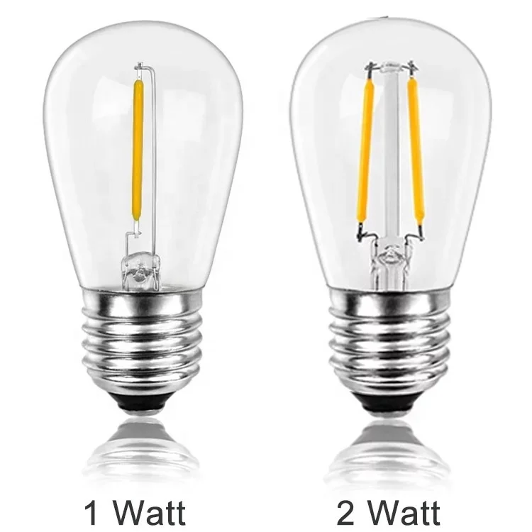 12V /24V  E27 E26  1 W 2W S14 LED edison filament warm white  vintage clear plastic  outdoor unbreakable