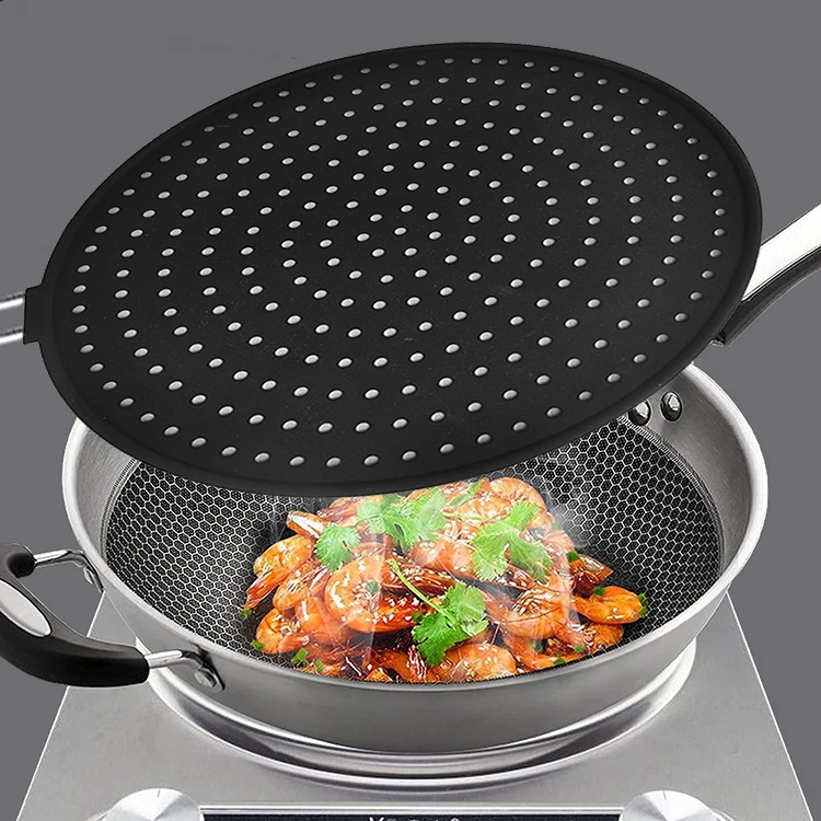 11' splatter guard with silicone handle stylish oil splash protector Screen pan cover