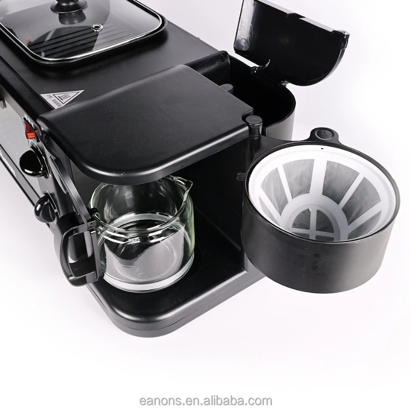 Mini Electric Toaster Oven Coffee Frying Pan Baking Machine 3 In 1 Multifunction Breakfast Maker