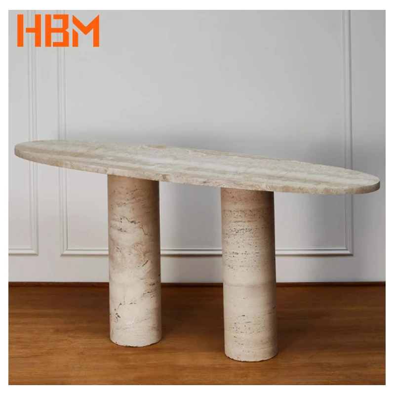 Modern Simple Natural Travertine Table Porch Table Villa Entrance Wall Table