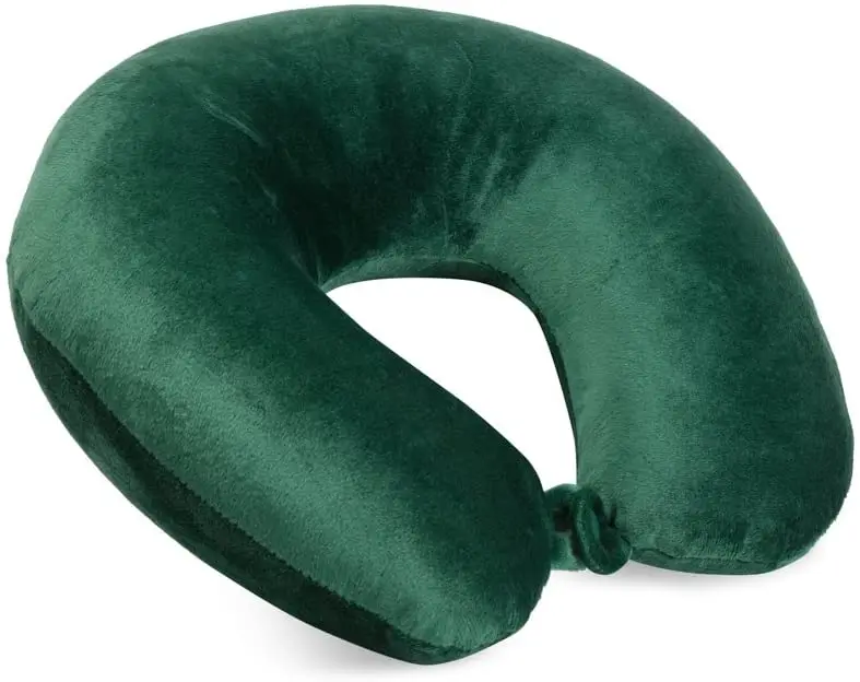 U-Shape Travel Pillow Feather Soft Microfiber Neck Pillow, Hunter Green  for Traveling on Airplane, Bus, Train or at Home