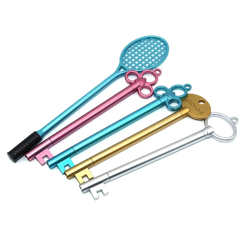 Creative student stationery gel pen golden key shape neutral pen Tennis racket gel pen