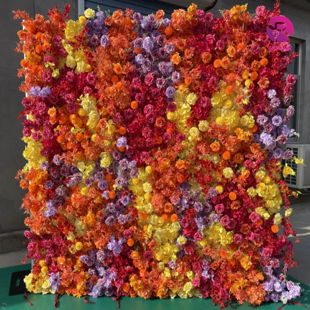 Autumn Flower Wall Colorful Yellow Flower Wall for Fall Decoration Flower Backdrop party decorations