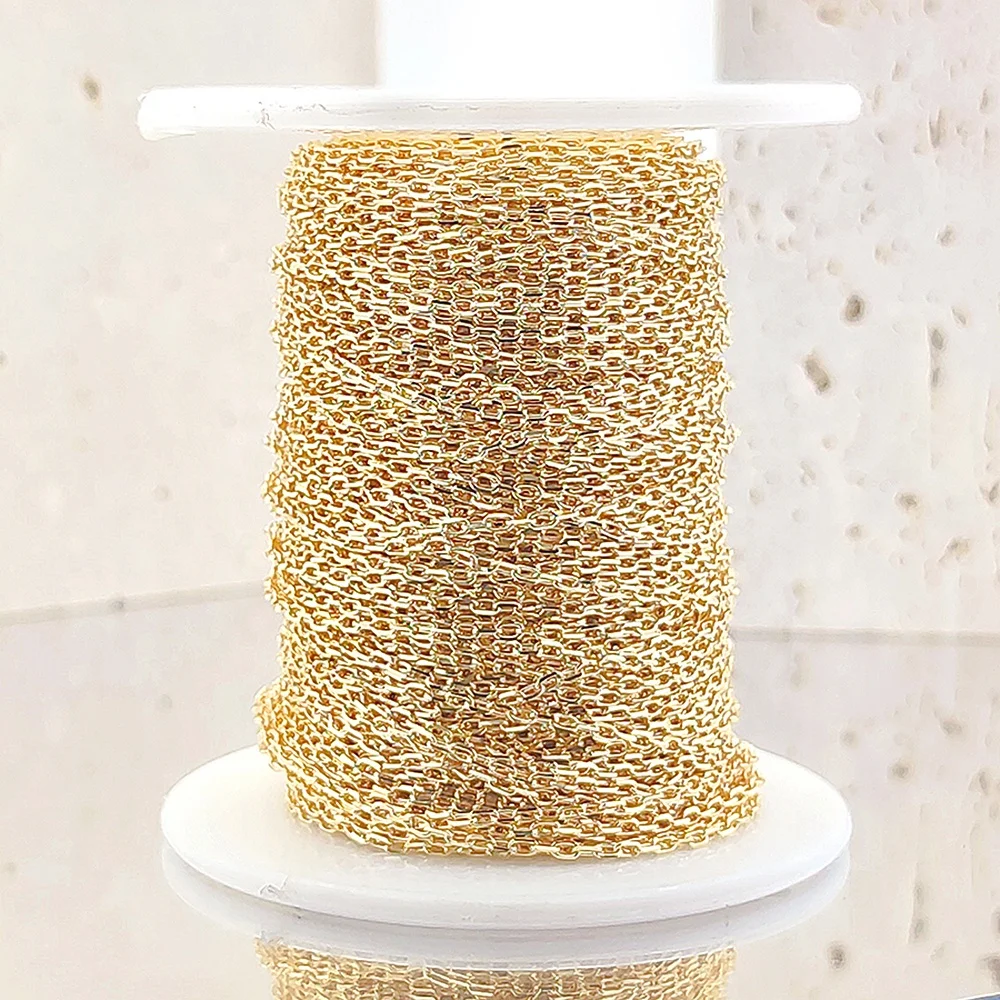 Genuine 9 karat Gold  pure gold cable chain in roll for Permanent jewelry making