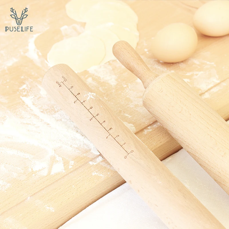 Wholesale Amazon Profession wooden carved playdough rolling pins Baking Tool Classic Plain