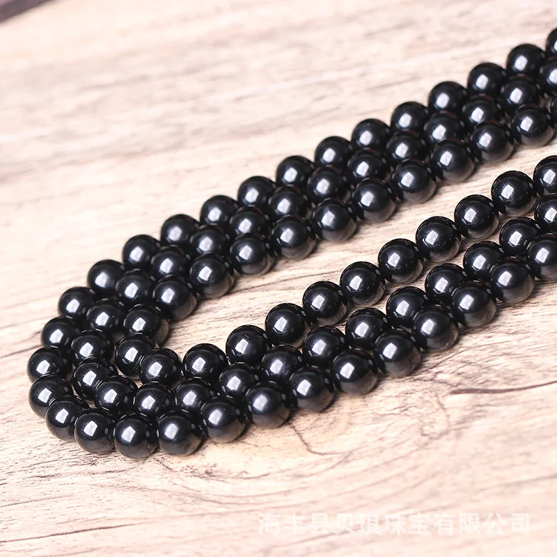 hot sale natural stone beads 6mm 8mm 10mm black tourmaline rondelle gemstones loose beads charm for jewelry making