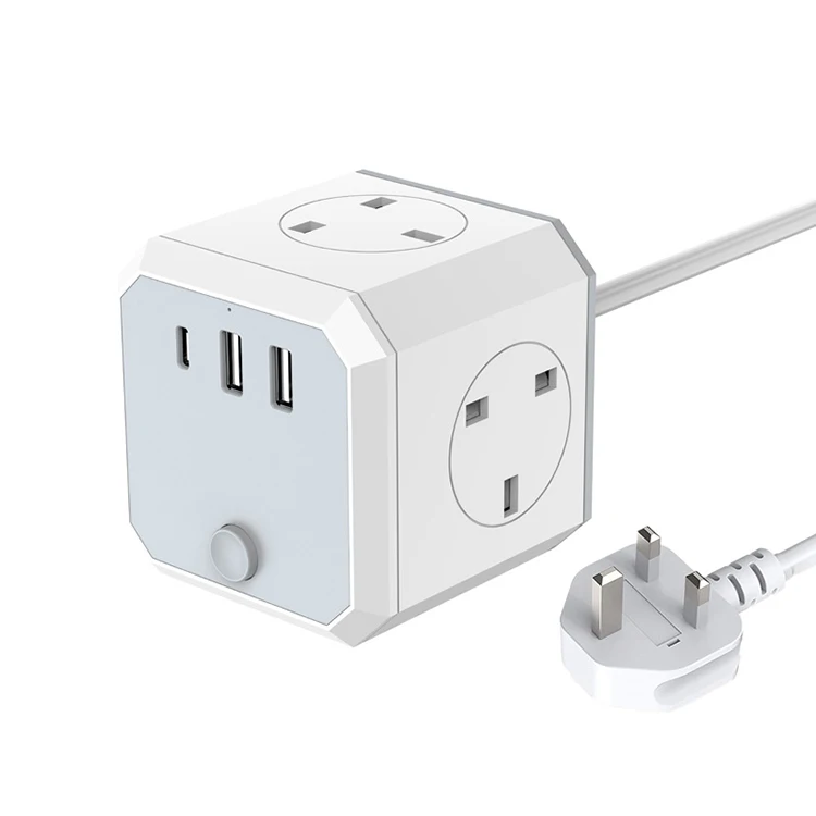  EU/US/UK USB TYPE-C Удлинитель силовой разъем Многофункциональный 4 розетки питания куб домашнего использования пропилен-каучука прокладки с