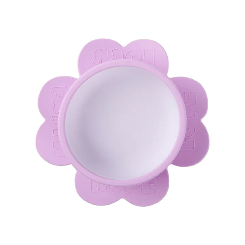 Pink Divider Animals Food Circle Flower Plate Baby Silicone Plate Set Kids Plate Set Silicone Kids Tableware