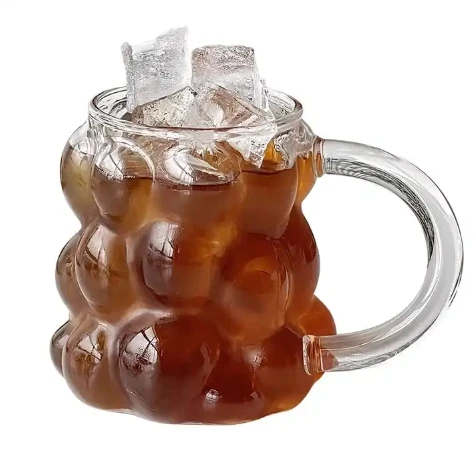 Creative retro transparent grape shaped glassware, borosilicate mug glass with handle