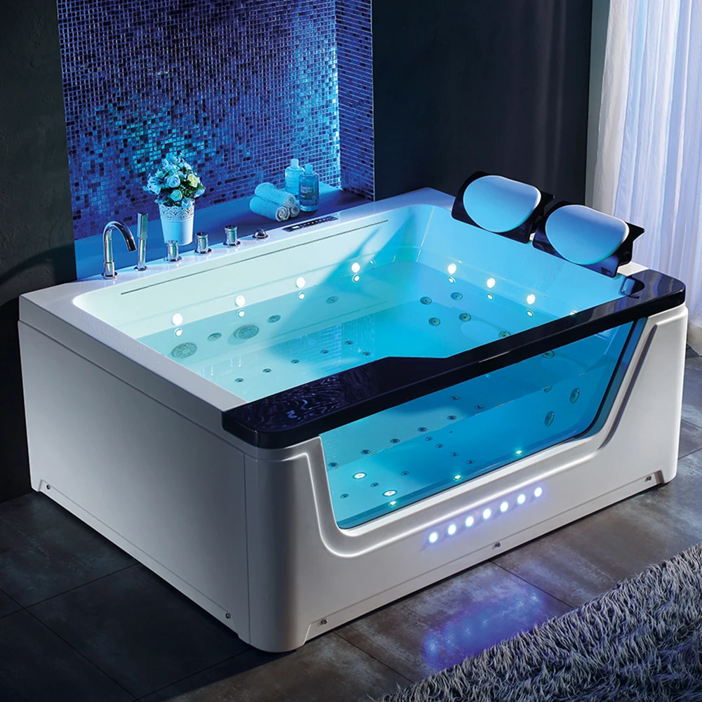 2 person whirlpool acrylic massage bathtub hotel luxury bath freestanding hydromassage 1700mm