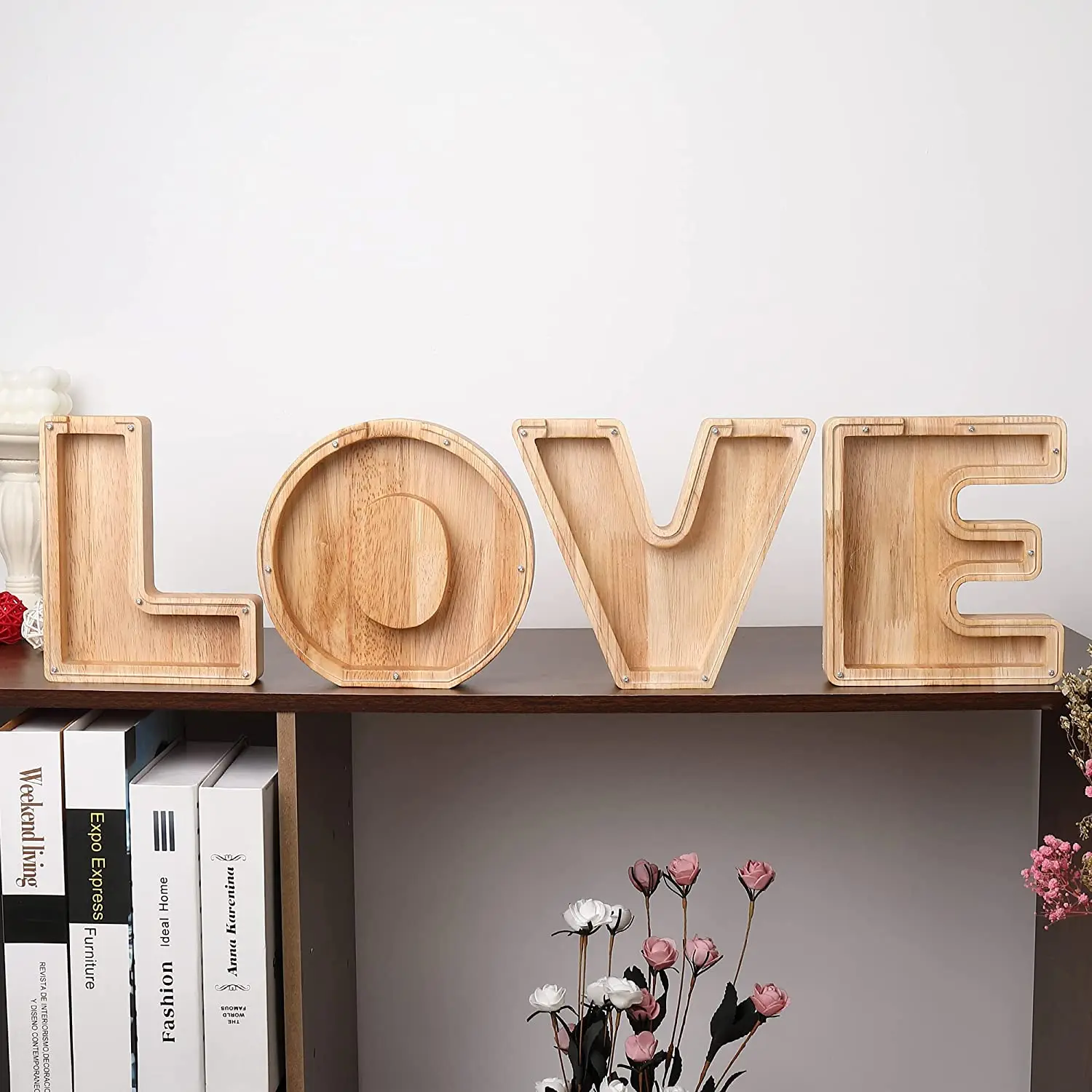 Personalized Letter Piggy Bank Custom Wooden Piggy Bank Money Box Coin Bank Letter Stick Gift for Boys Girls Adults Birthday