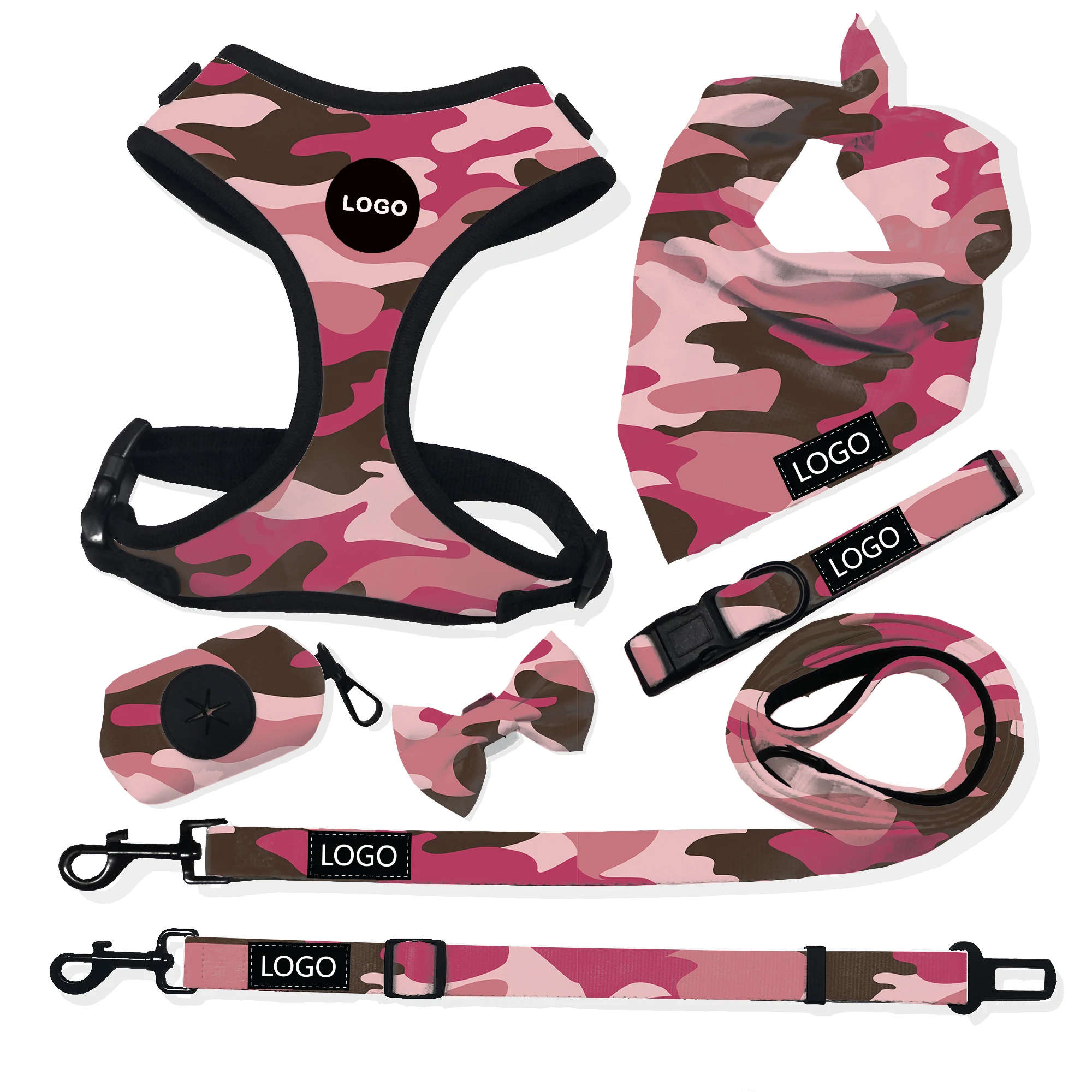 Neck Adjustable Harness for Dogs Comfortable Dog Accessories Custom Dog Harness with Matching Collar and Leash