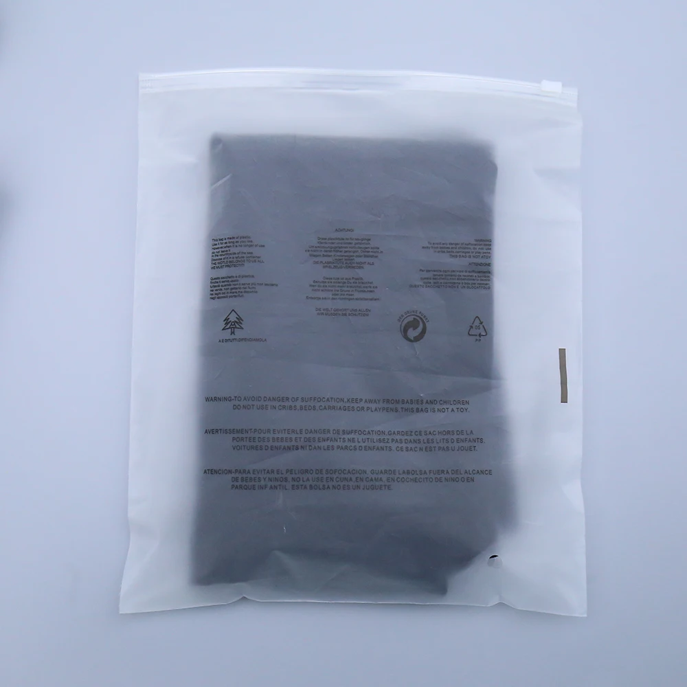 custom plastic T Shirt bags Clothes Frosted Biodegradable Zip Lock Self Sealing Bag packaging and printing custom logo