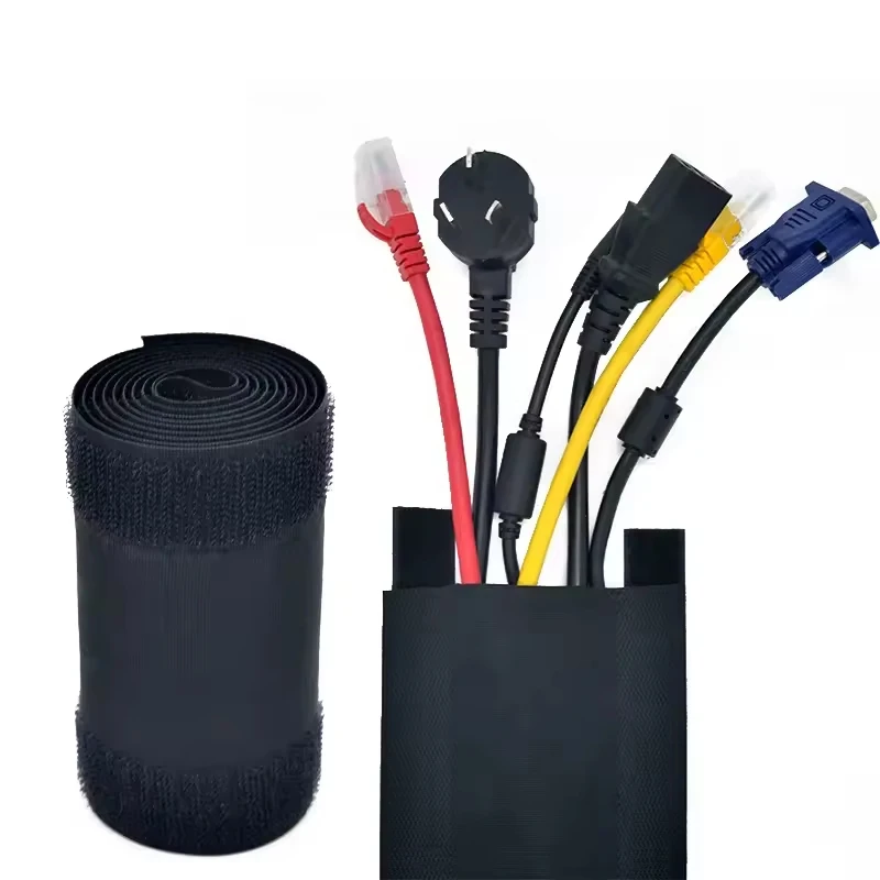 Best Selling 4 Pieces Zipper Flexible Cable Wire Sleeve Protection Neoprene Flexible Cable Management Sleeve