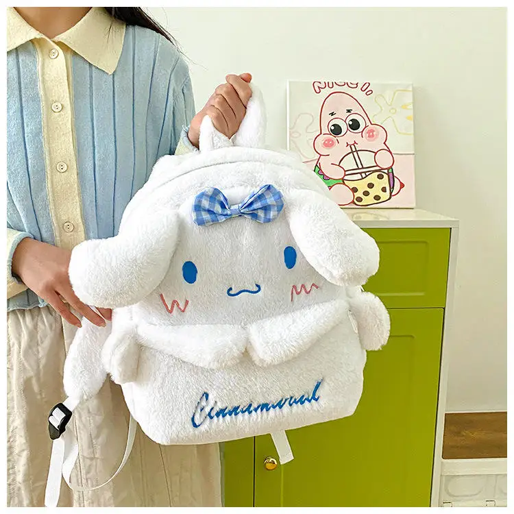 Hot Wholesale Sanrioed Plush Backpack Kawaii Kuromi Melody Cinnamoroll Soft Large Capacity Y2k Gift Anime Schoolbag Backpack