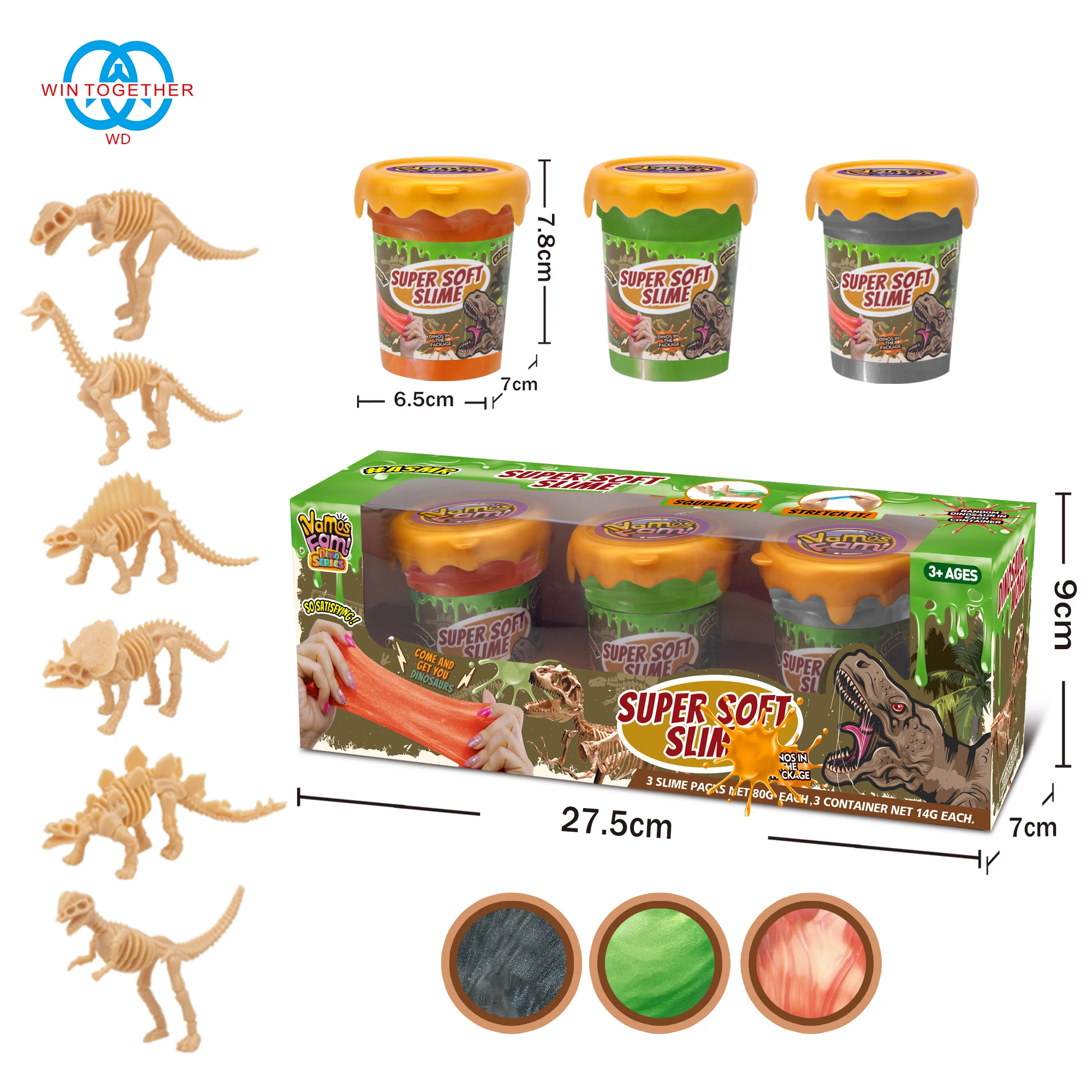 Kids DIY Dinosaur Slime Playdough Eco-Friendly Air Dry Clay Magic Dinosaur Plasticine Clay