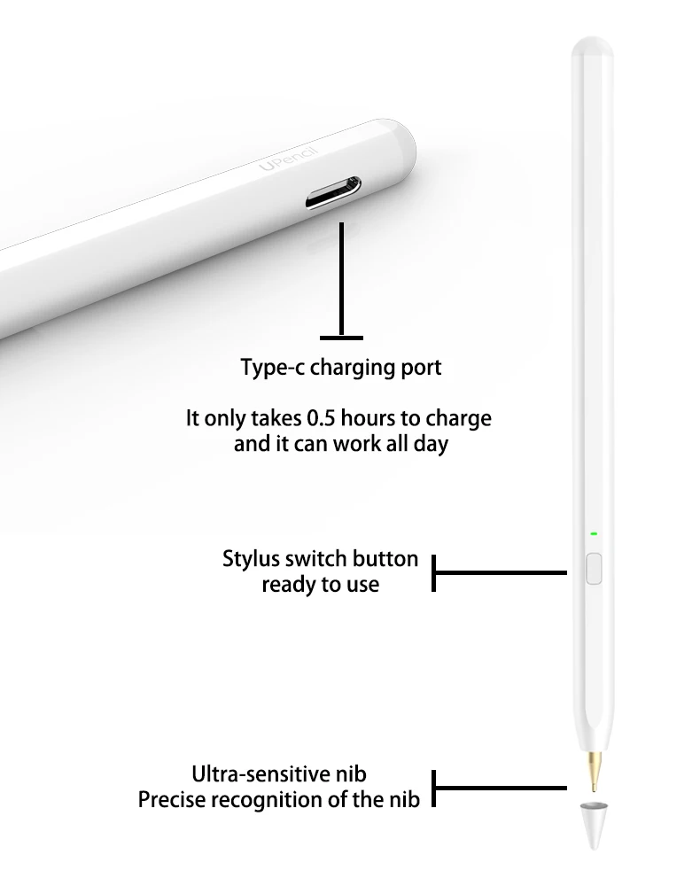 Universal custom logo aluminum metal high sensitive tablet capacitive active magnetic stylus touch pen