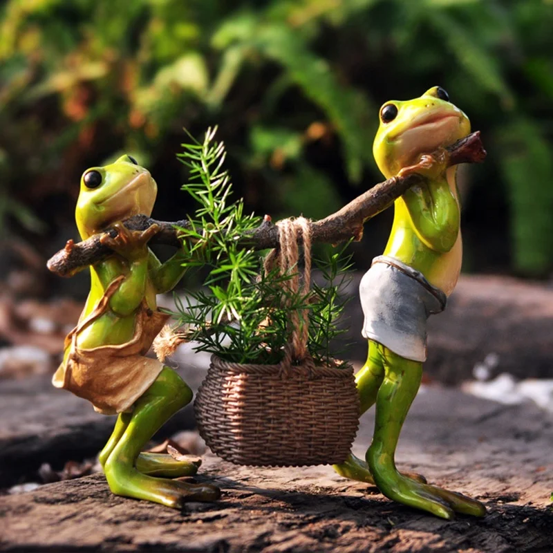 Z11708A Resin Two Frogs flower pots planters Home Decoration Accessories fairy garden decoration Succulent bonsai pot