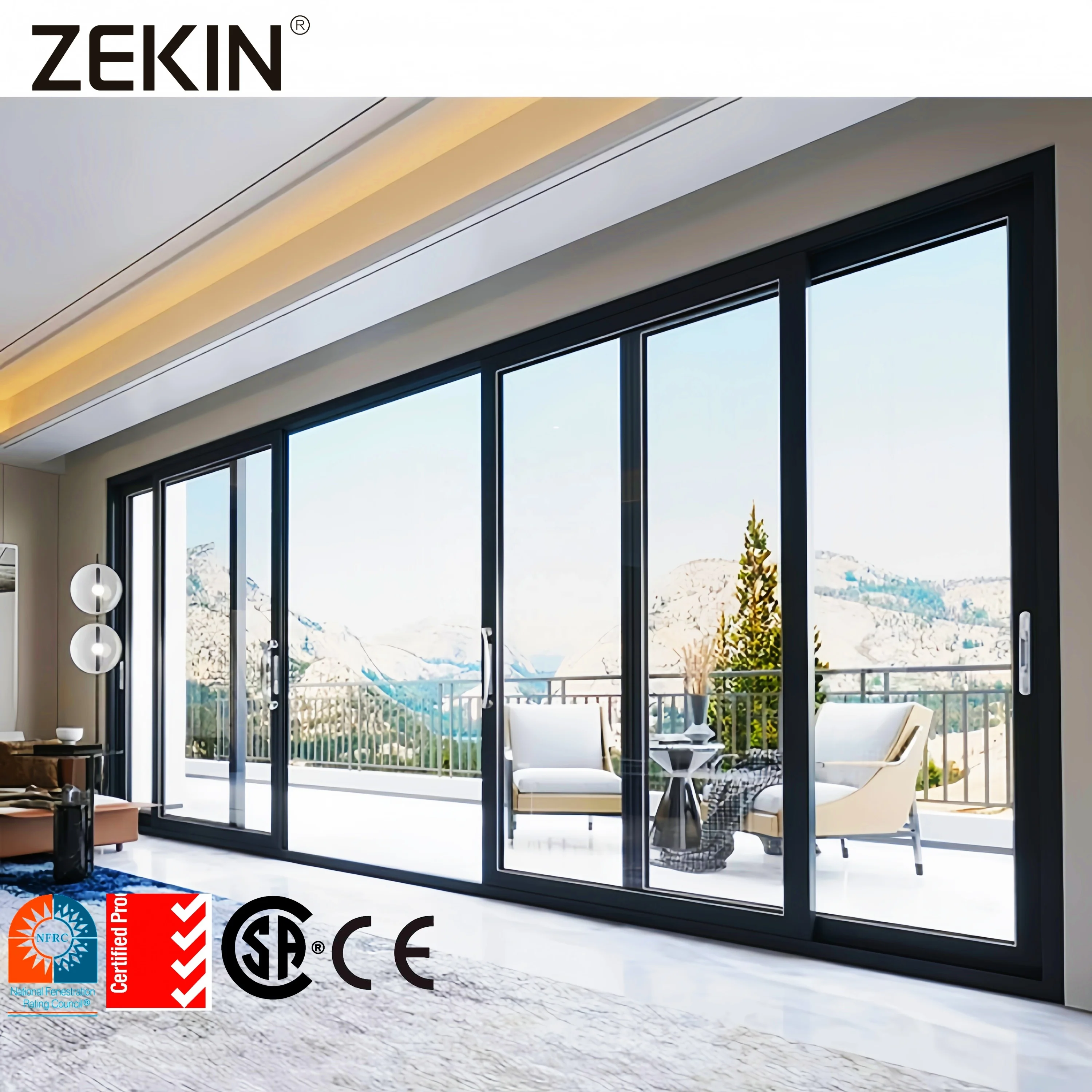 Modern Panoramic Aluminum Sliding Patio Doors Finished French Style Hotels Exteriors Material Thermal Insulation sliding door