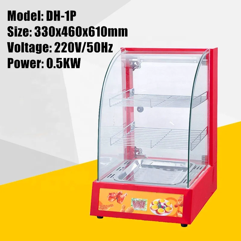 commercial supermarket electric glass equipment hot display cabinet food warmer