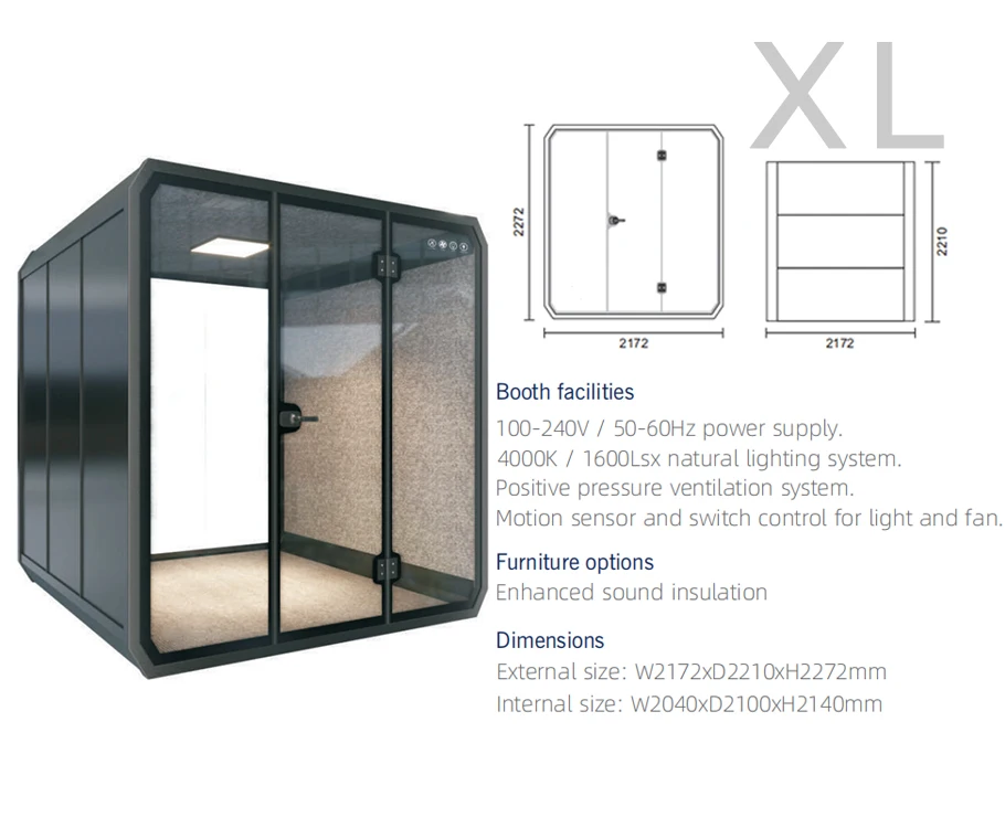 Office Aluminum Phone Booths Movable Portable Soundproof Meeting Pod