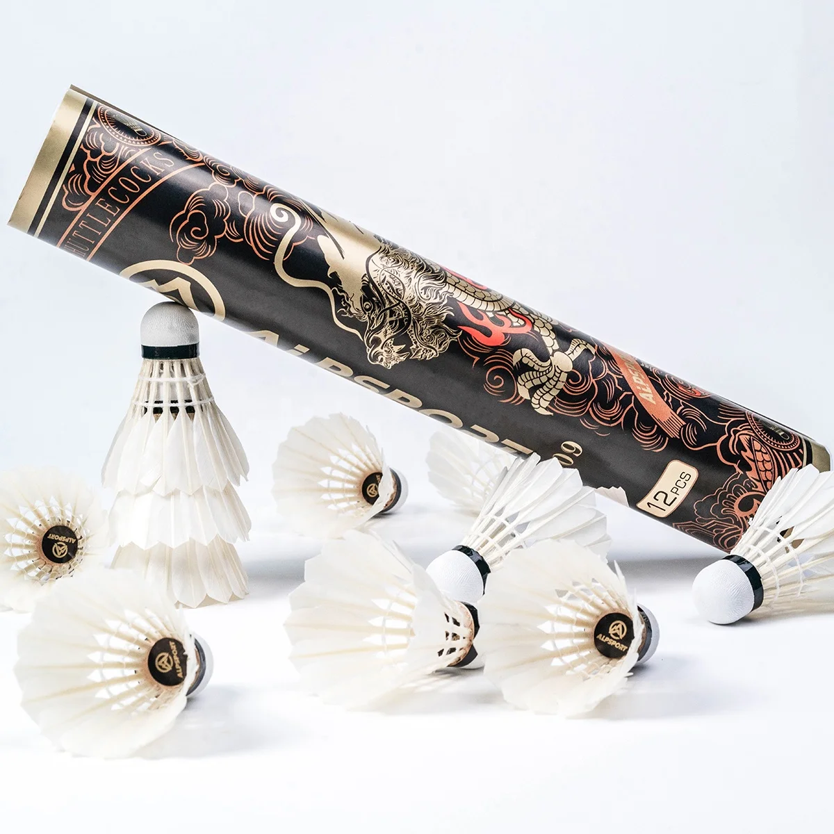 ALP 809 A Class Quality Badminton White Shuttlecock Goose Feather 12pcs/Tube For Pro Training Outdoor Indoor Match