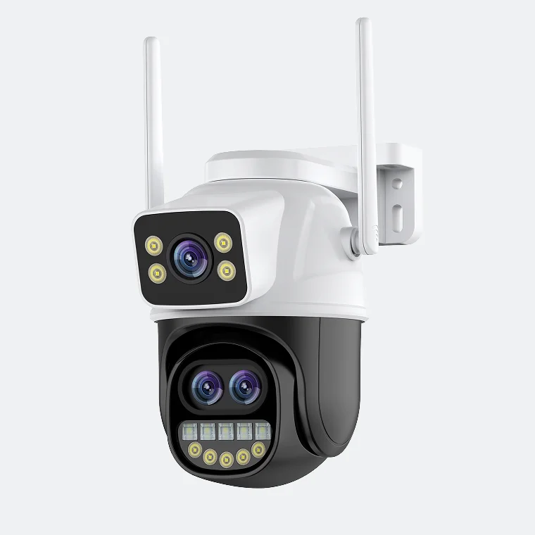 9MP 3lens Icsee Wifi Smart Home Security Floodlight Human Tracking Waterproof IP66 Cctv Camera Connected to Mobile Phone