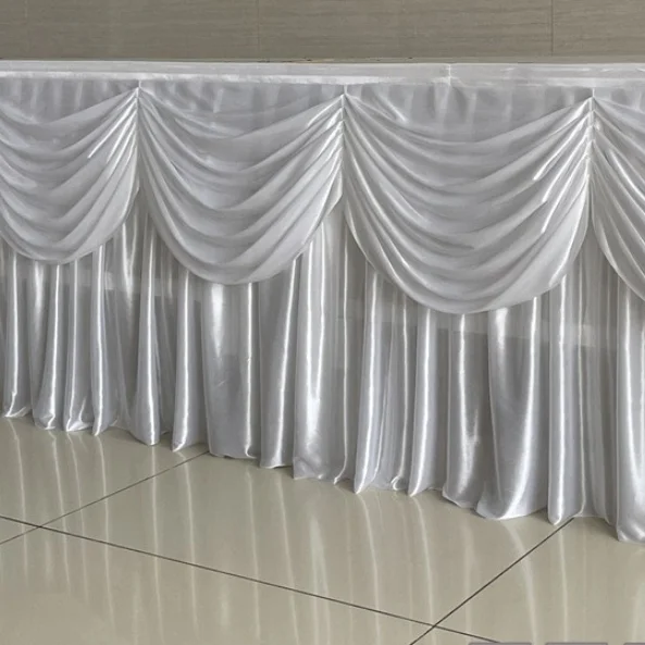 250cm x 75cm ZheJiang Different Table  Skirt Skirting Designs Rectangle 6 Feet For Birthday Party And Wedding