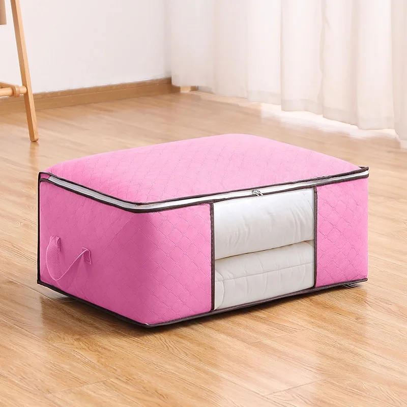 Customized Size High Quality Non Woven Foldable Comforter Quilt Clothes Blanket Bag Comforter Storage Bag For Clothes  Comforter