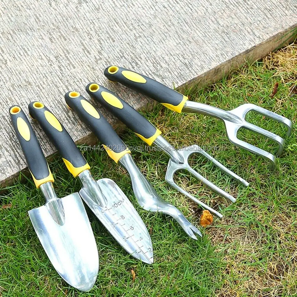 5Pcs Garden Hand Tool Set Heavy Duty Alloy Trowel Shovel Rake Fork Weeder Tools
