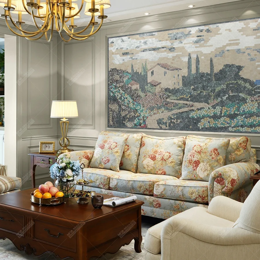 Custom Handmade Marble Stone Mosaic Murals Art Pattern Design For Kitchen Dining Living Room Wall Hotel OEM Project