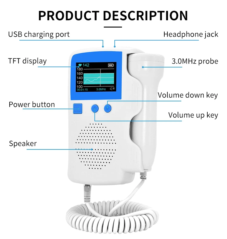 2024 лучший рождественский подарок для новой матери Прямая продажа с завода ультразвуковой Доплер домашнего ухода семьи