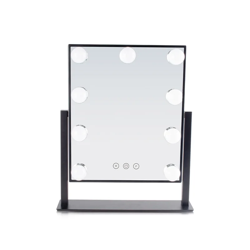 2024 New Trendy touch switch metal makeup hollywood Cosmetic Mirror LED vanity mirror with dimmable light bulbs bedroom