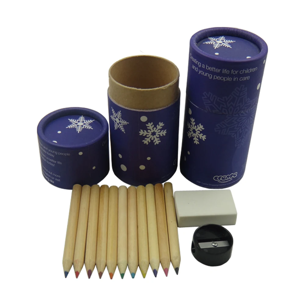 Professional Manufacturer Mini Colour Pencils Tube Box Packed Art Drawing Set 12 Colored Pencils Custom Wooden Pencil 6 Colors