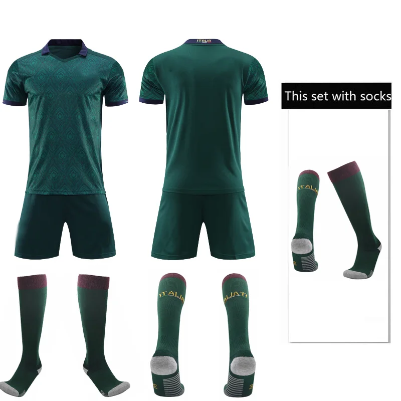 
2020 The Full Set Soccer Jersey With Socks,Custom FootballJersey With Socks,Kids And Adult Green Soccer Uniform Football jersey 