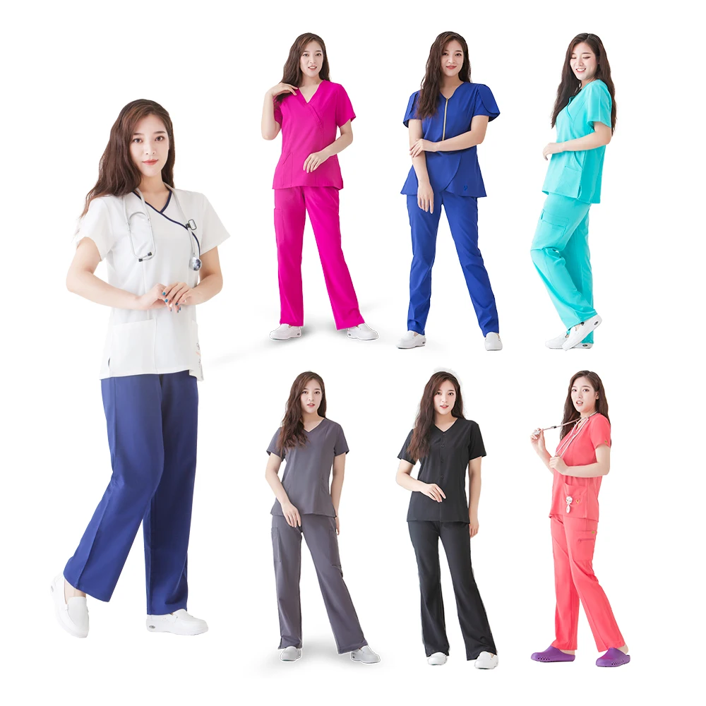 Customizable Hospital Uniforms 5th third medical doctor workwear clothing shirts scrubs  sets wholesale nurses lab coat