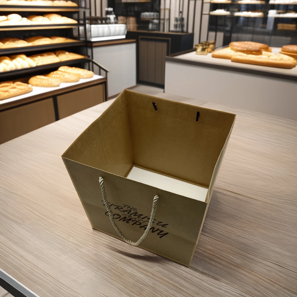 wholesale Eco-friendly kraft paper bags custom logo food packaging cake carry bags with handle