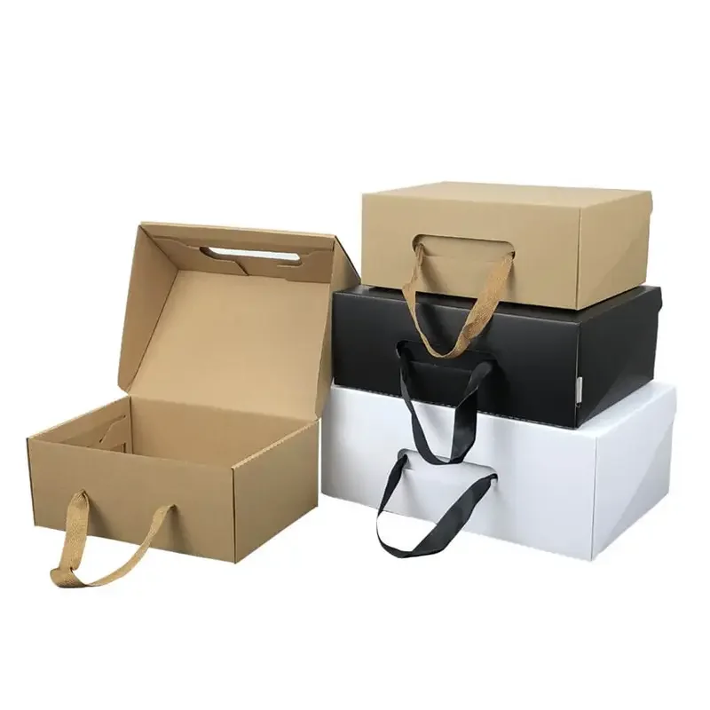 Wholesale Customized color logo portable corrugated paper cardboard mailing shipping box for packaging clothes,shoes