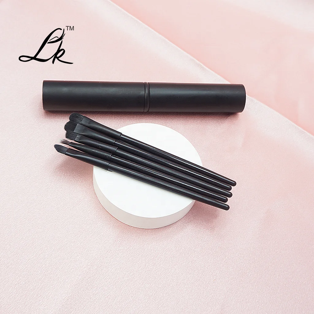 Portable Aluminum Tube Makeup Brush Set 5 Pieces Eye Shadow Foundation Powder Blusher Eyebrow & Eye Shadow Brushes for Face Use