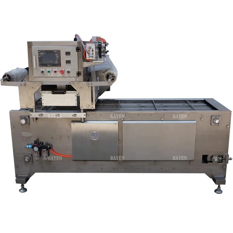 China manufacture stainless steel tray packer filling and linear vacuum tray sealing machine