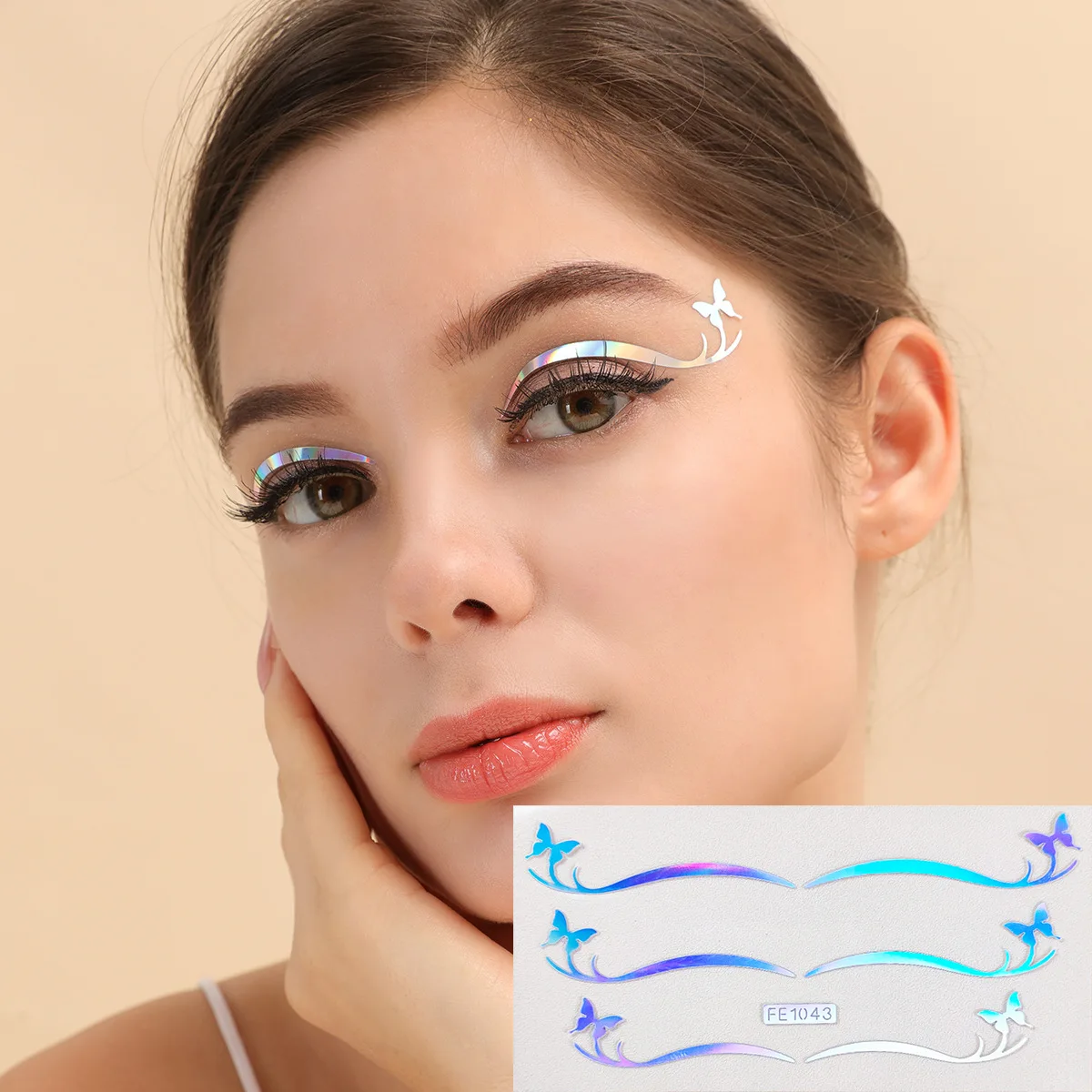 Holographic Eye Liner Sticker Butterfly Pattern Silver Laser Double Eyelid Tape Eyeliner Sticker