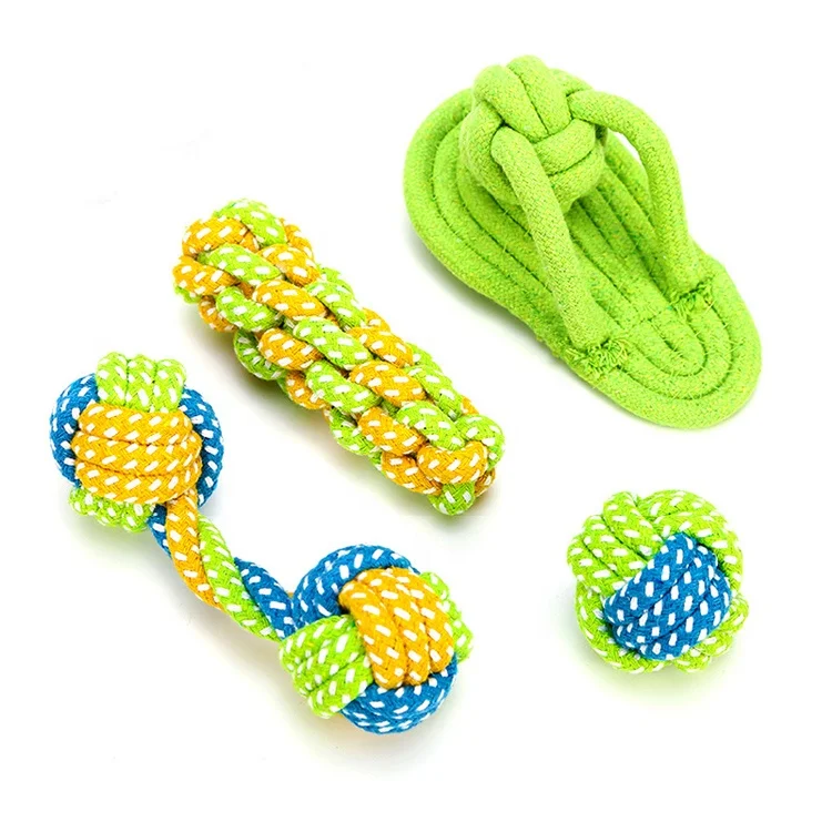 Durable Natural Hemp Rope Interactive Pet Dog Toy Cotton Rope Hemp Dog Toy Set