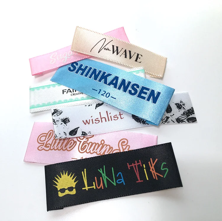 Wholesale High Quality Custom White Satin Clothes Woven Printing Satin Label