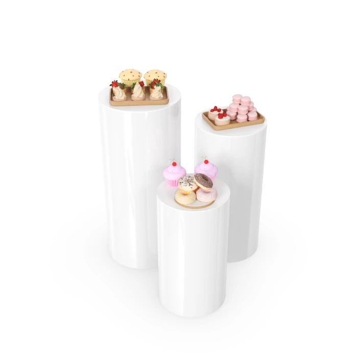 White Cylindrical Acrylic round Wedding Dessert Table Flower Guide Decoration for Food Presentation